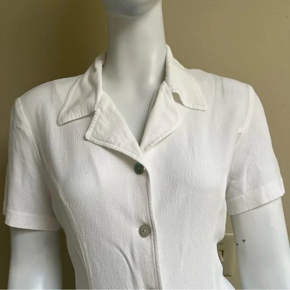 Vintage White Short Sleeve Blouse - Picture 5 of 6